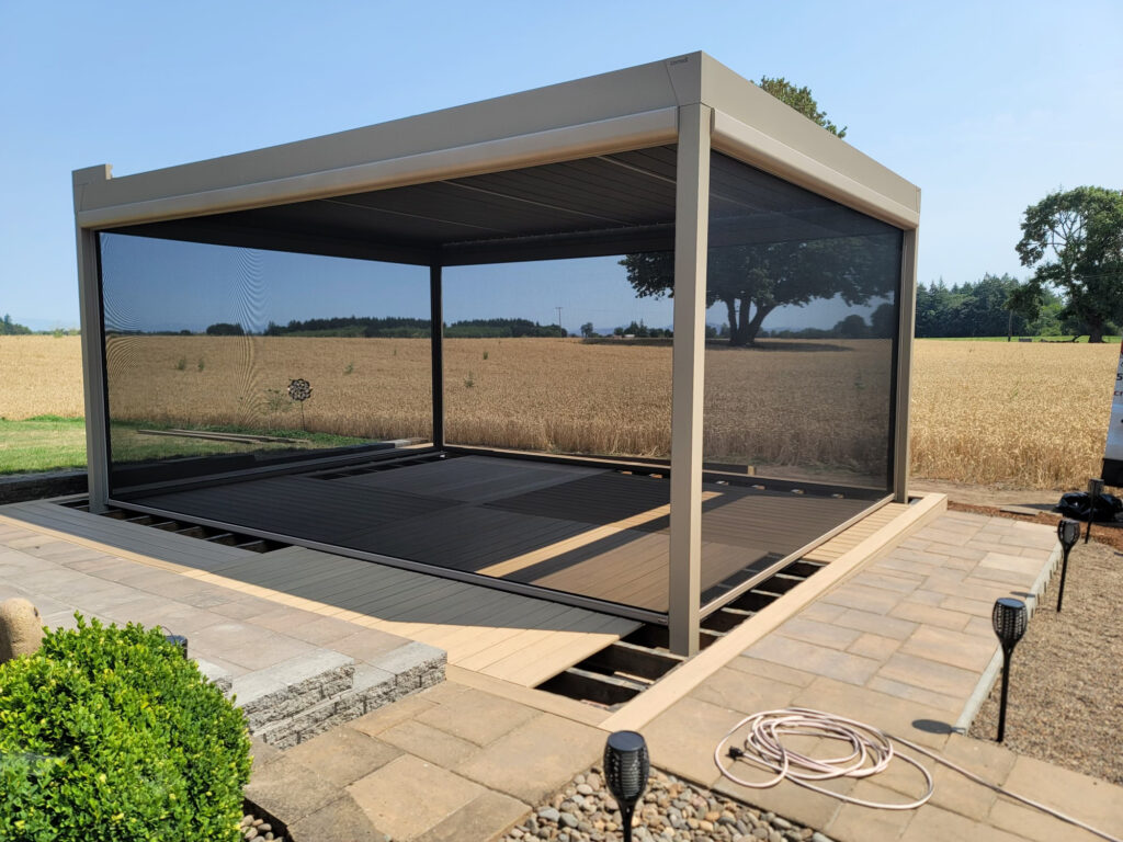 Motorized Screens on Pergola